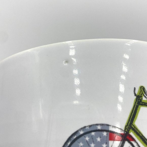 World Market Bike Coffee Mug Cycling American Flag Bicycle Teal and White - Picture 5 of 6